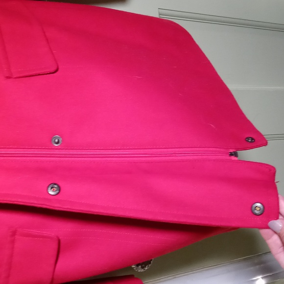Women's Calvin Klein size 4 red toggle zip wool removable hood Winter coat S - Picture 13 of 17